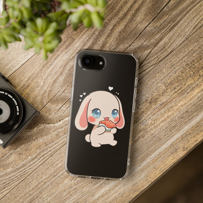 Kawaii Bunny Sushi Phone Case, Clear Impact-Resistant