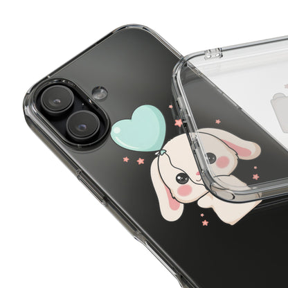 Kawaii Bunny Phone Case with Balloon, Clear Impact-Resistant