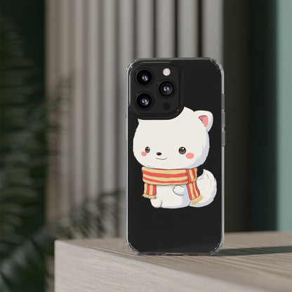 Kawaii Arctic Fox Phone Case, Cozy Christmas Scarf