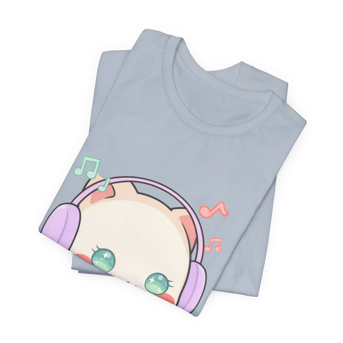Kawaii Cat Music Lover T-Shirt, Cute Headphone Kitty Tee