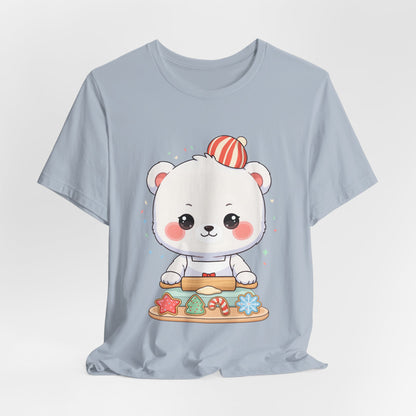 Christmas Cookie Baking Polar Bear Tee, Kawaii Holiday Shirt