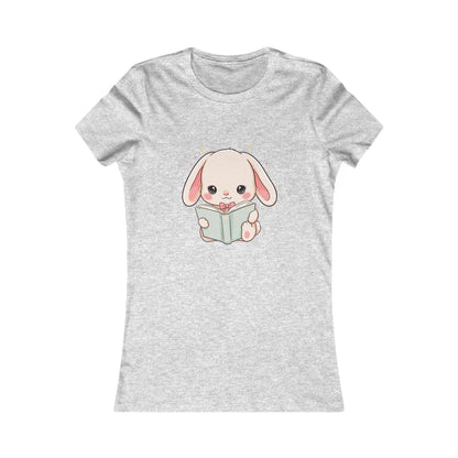 Kawaii Reading Bunny Women's Tee for Book Lovers