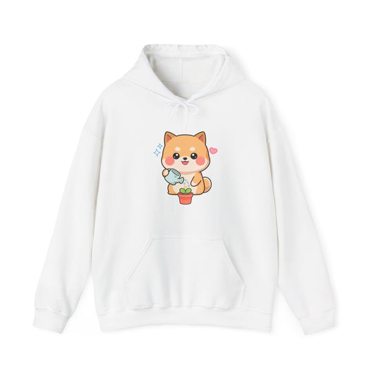 Kawaii Shiba Inu Hoodie for Plant Lovers