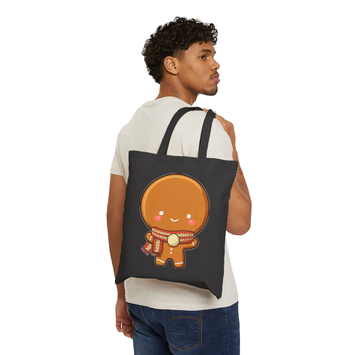 Gingerbread Man Christmas Tote Bag, Kawaii Holiday Gift