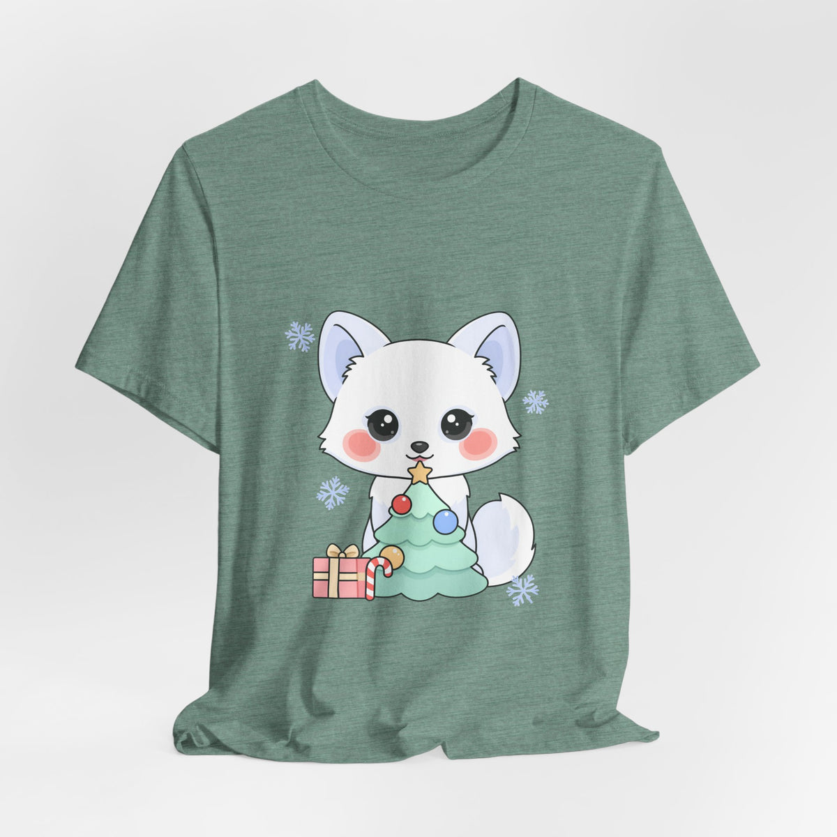 Kawaii Christmas Fox T-Shirt for Cozy Holiday Decorating