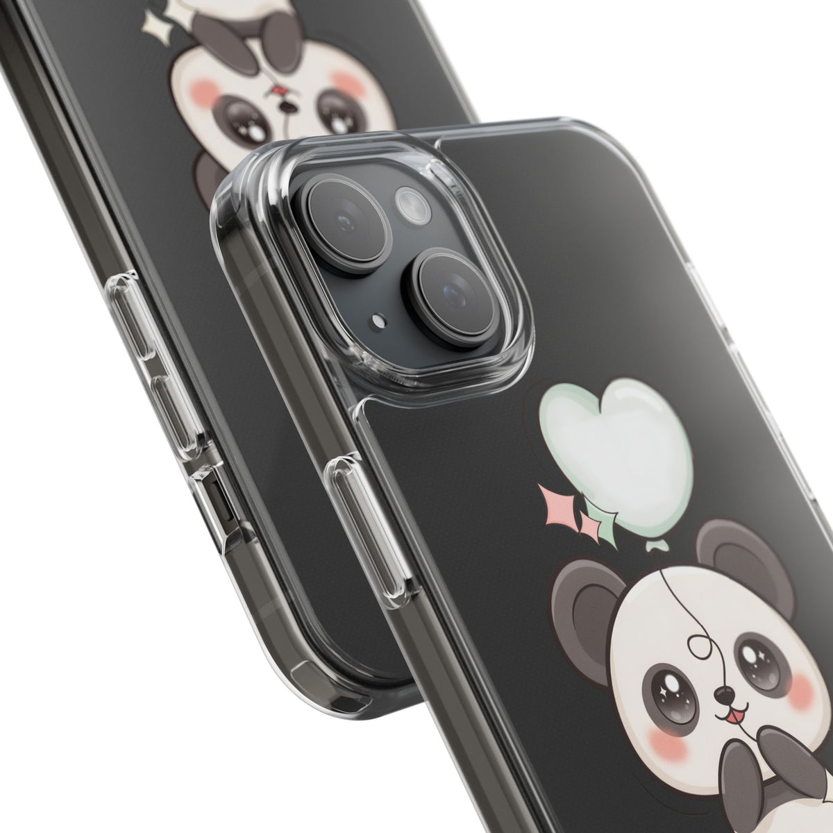 Kawaii Panda Clear Phone Case with Balloon