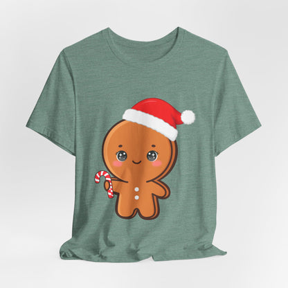 Gingerbread Man Christmas T-Shirt, Cute Kawaii Holiday Tee