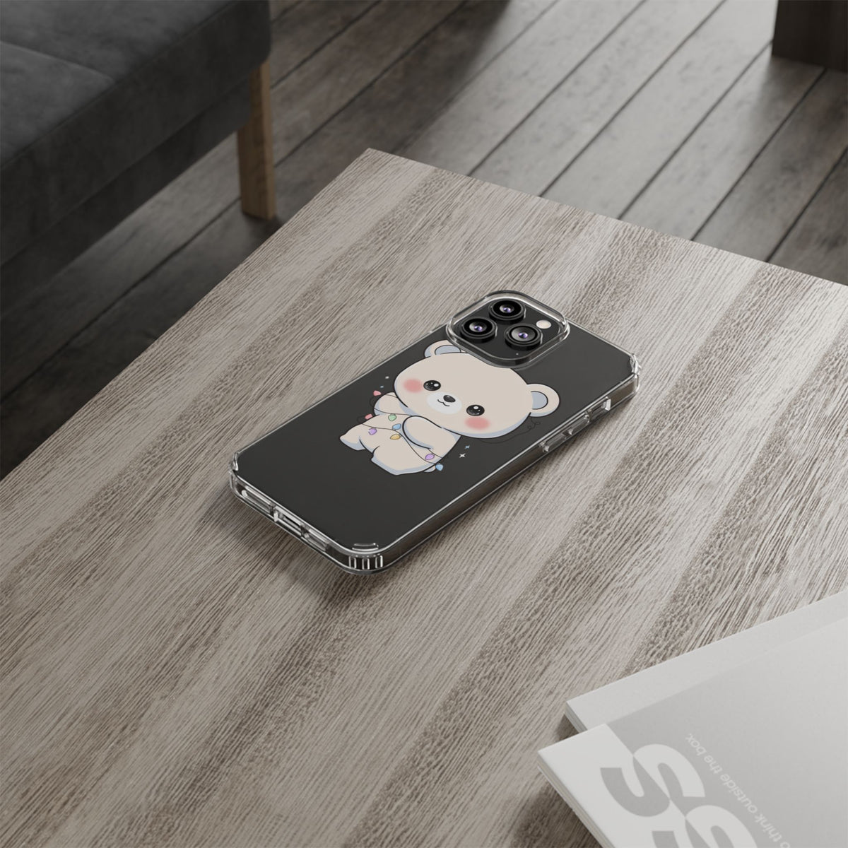 Kawaii Polar Bear Phone Case with Fairy Lights