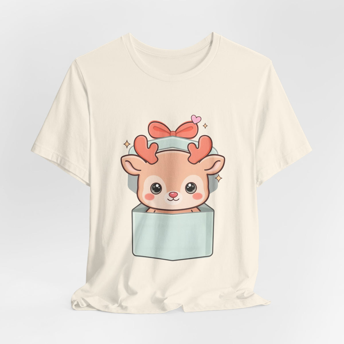 Kawaii Reindeer T-Shirt – Cute Gift Box Christmas Tee