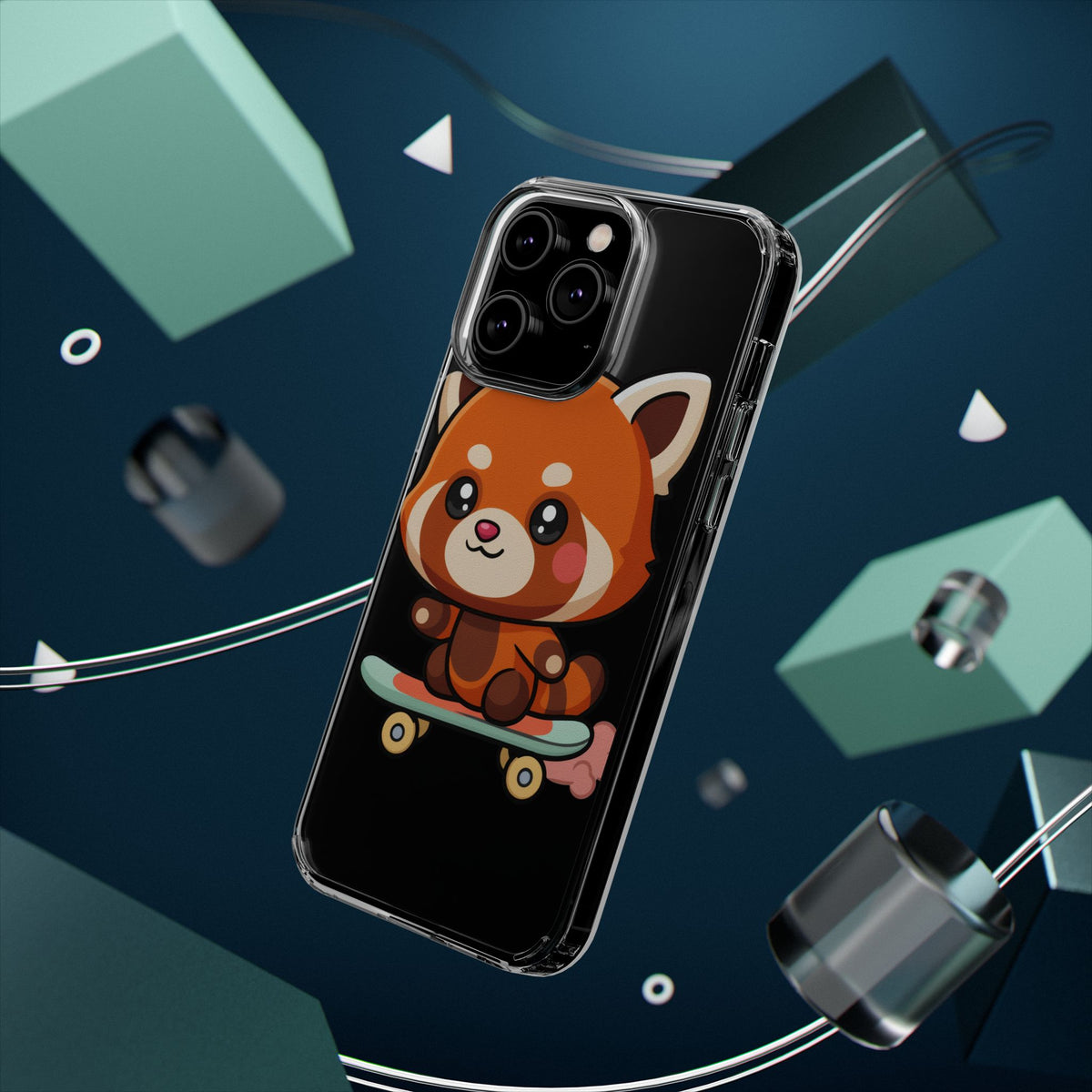 Red Panda Skateboard Phone Case, Cute Kawaii Style