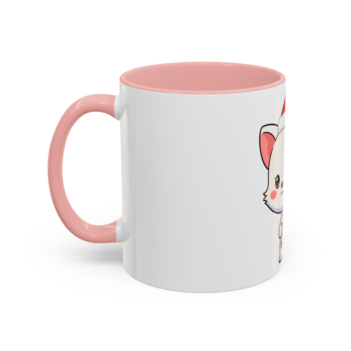 Kawaii Arctic Fox Christmas Mug, Cute Santa Fox Accent Coffee Mug