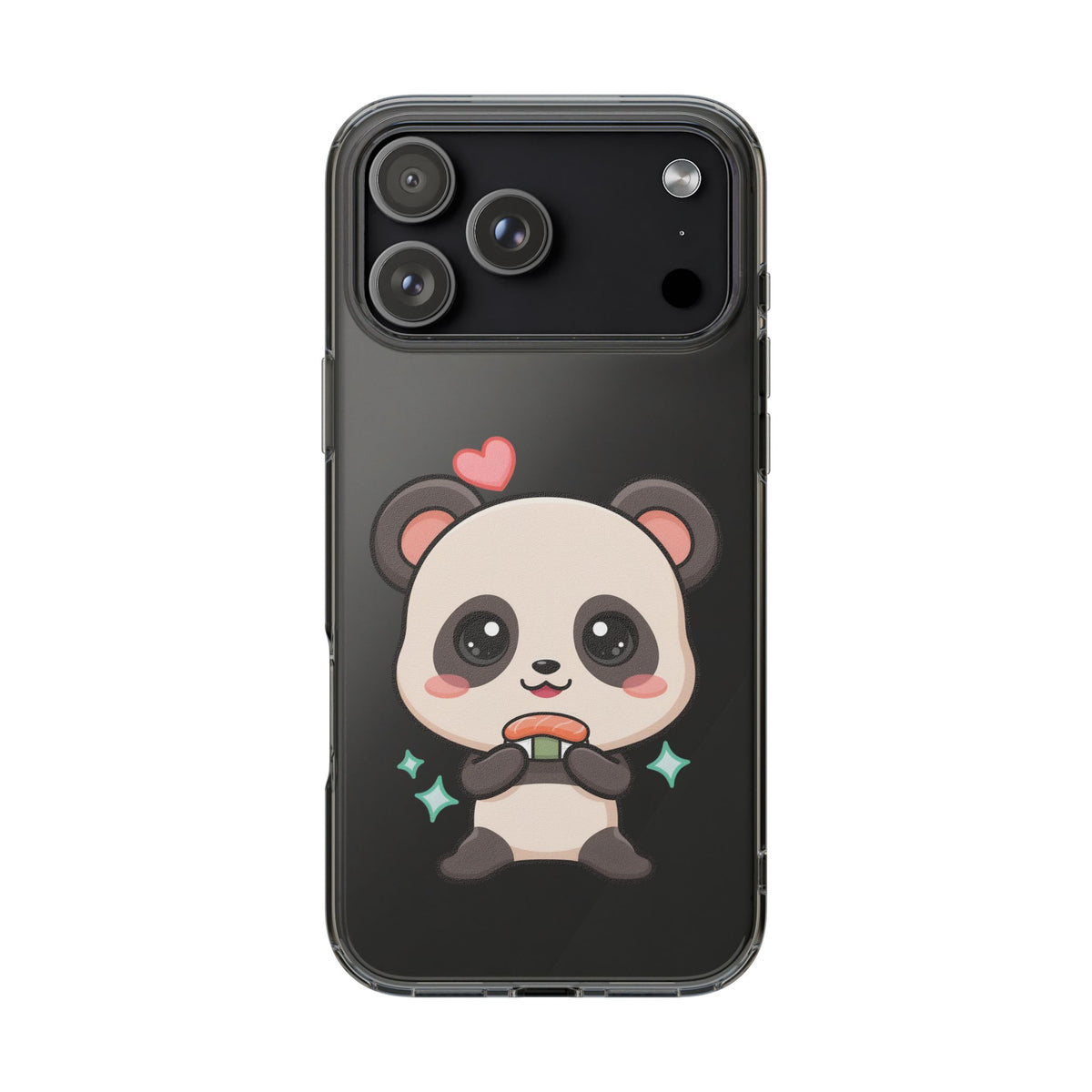 Kawaii Panda Sushi Phone Case, Clear Impact-Resistant Case