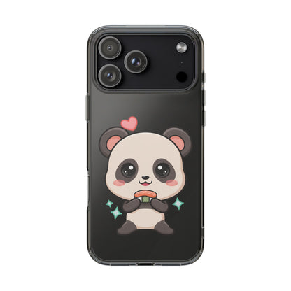 Kawaii Panda Sushi Phone Case, Clear Impact-Resistant Case