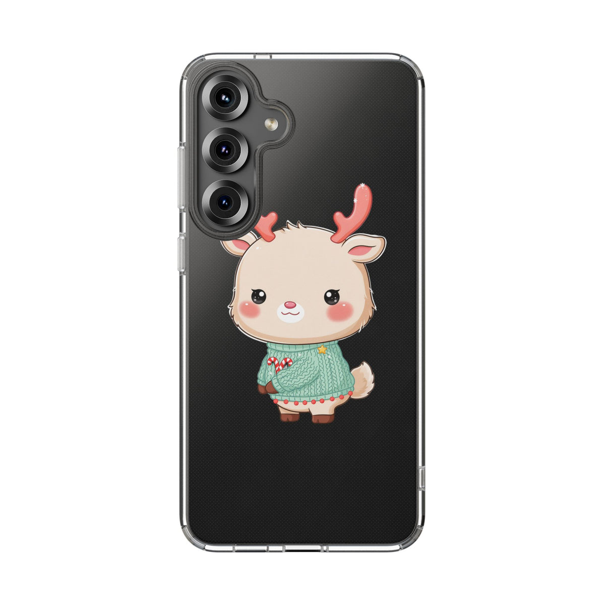 Kawaii Reindeer Clear Impact-Resistant Phone Case