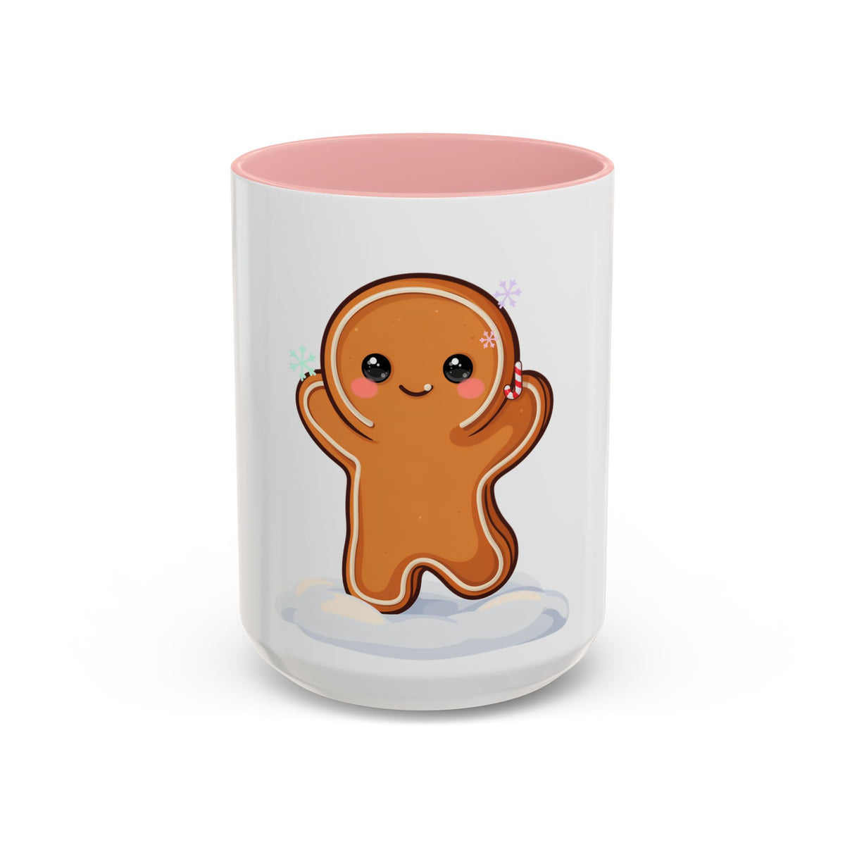 Kawaii Gingerbread Man Accent Coffee Mug for Winter Cheer