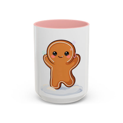 Kawaii Gingerbread Man Accent Coffee Mug for Winter Cheer