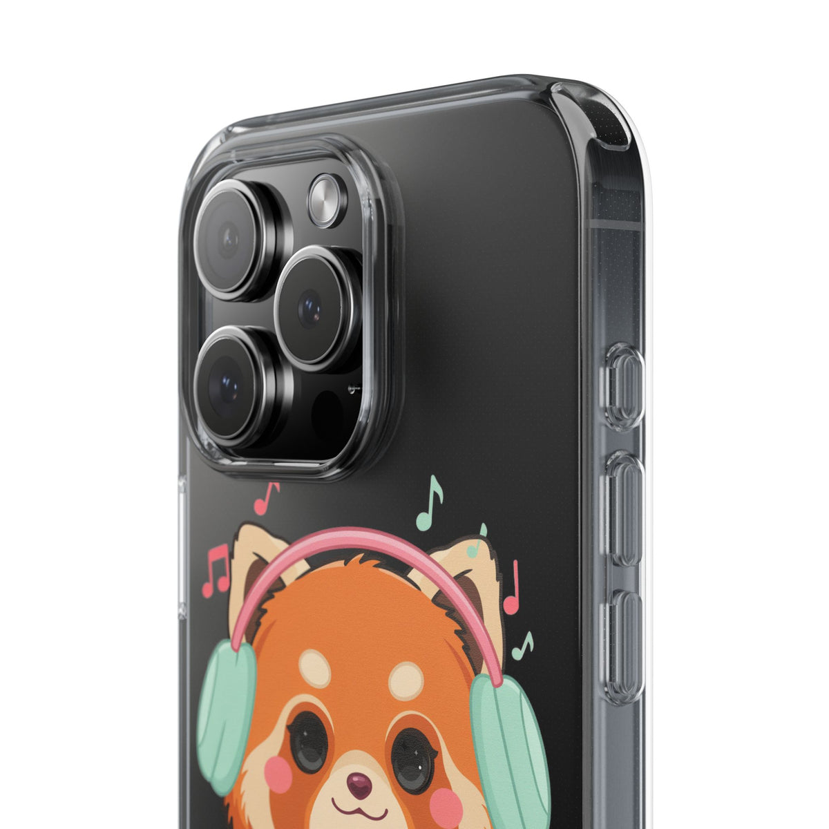 Red Panda Phone Case, Kawaii Music Lover Clear Case