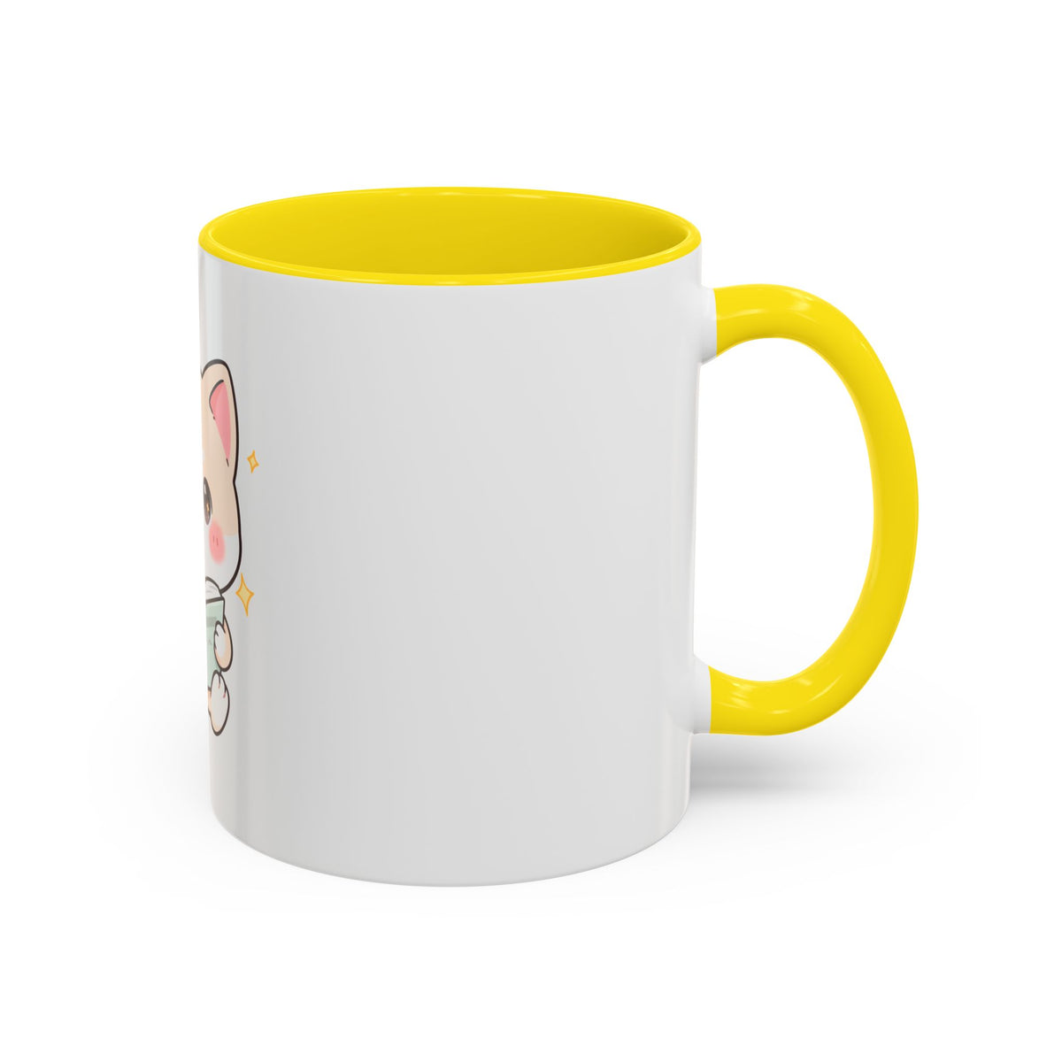 Kawaii Cat Reading Mug, Cute Book Lover Accent Coffee Mug