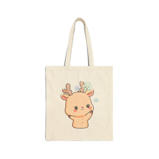 Cute Reindeer Christmas Tote Bag for Holiday Gift Giving