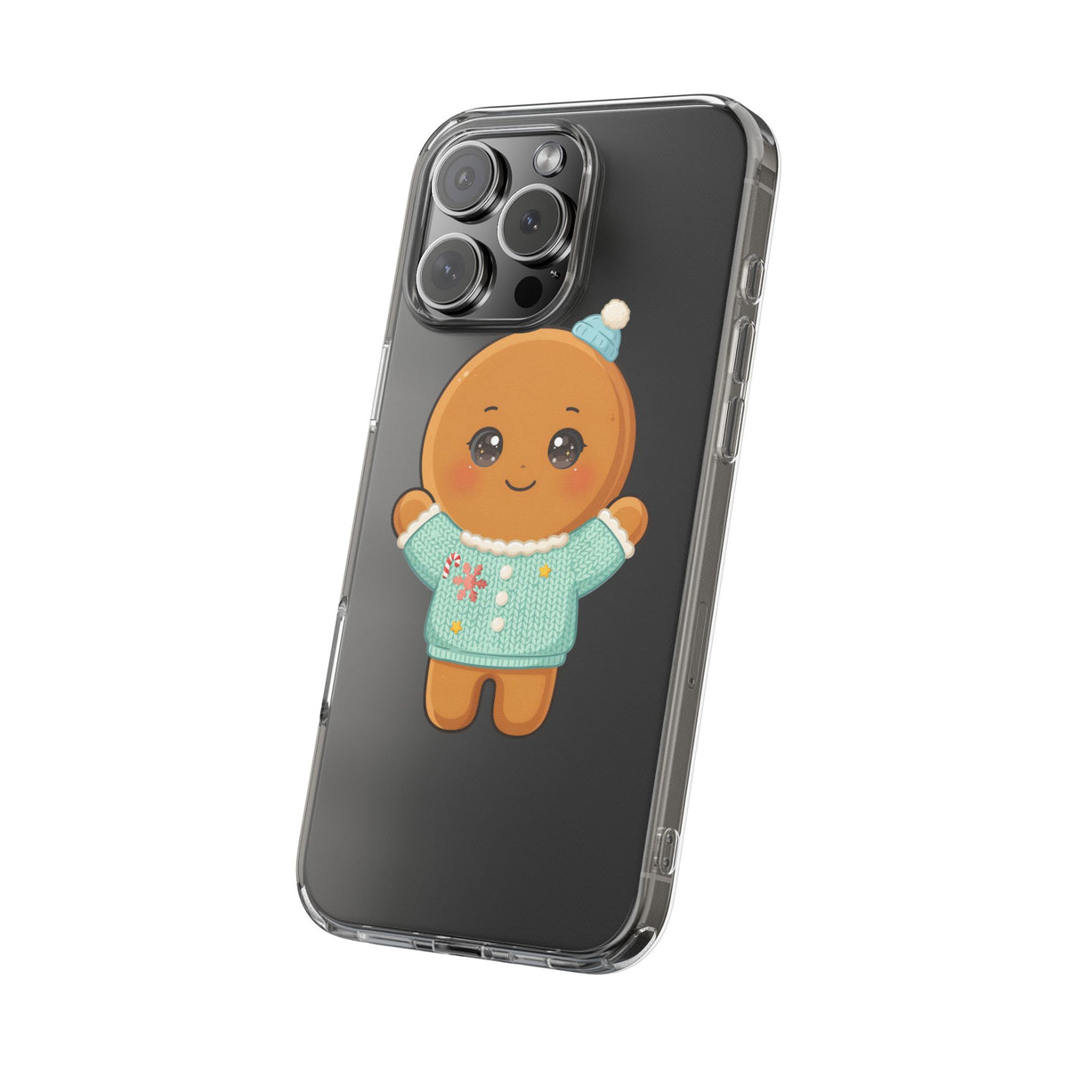 Kawaii Gingerbread Phone Case, Cute Christmas Sweater Cookie