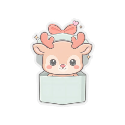 Kawaii Reindeer Sticker, Cute Christmas Gift Box Decal