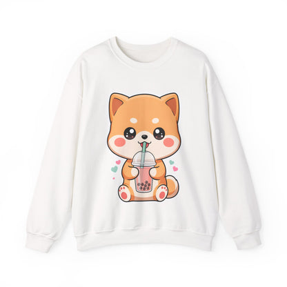 Kawaii Shiba Inu Bubble Tea Sweatshirt, Cute Dog Gift