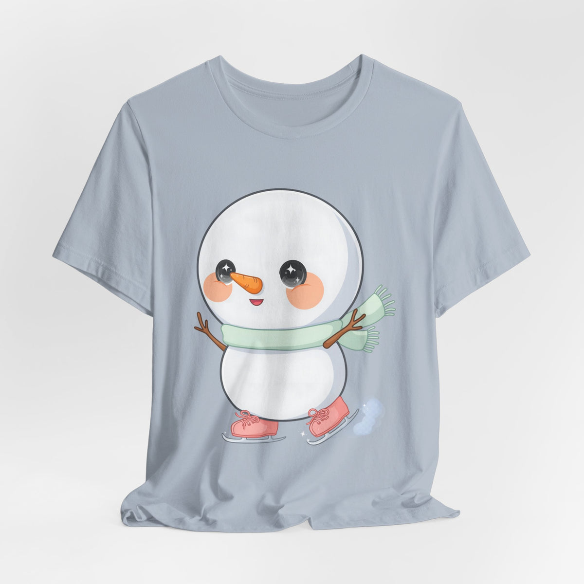 Cute Snowman T-Shirt, Kawaii Ice Skating Holiday Gift