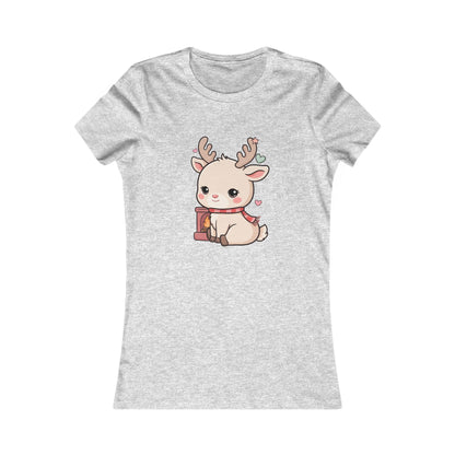 Kawaii Reindeer Women's Tee for Cozy Holiday Fans
