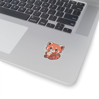 Kawaii Red Panda Latte Sticker for Coffee Lovers