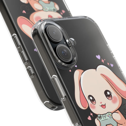 Kawaii Bunny Gamer Clear Impact-Resistant Phone Case