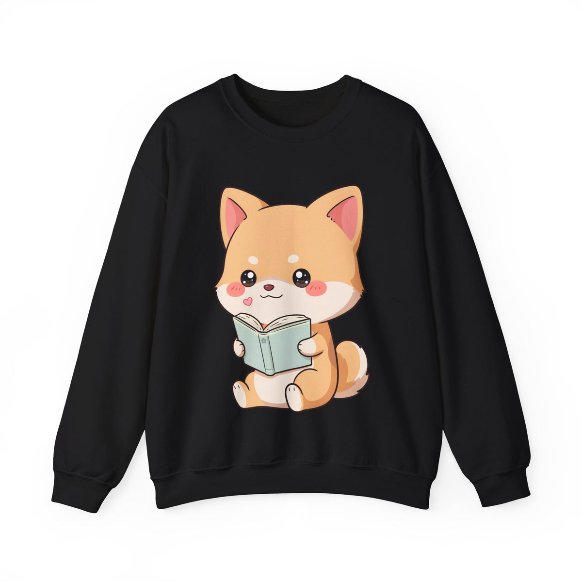 Reading Shiba Inu Sweatshirt, Cute Kawaii Book Lover Gift