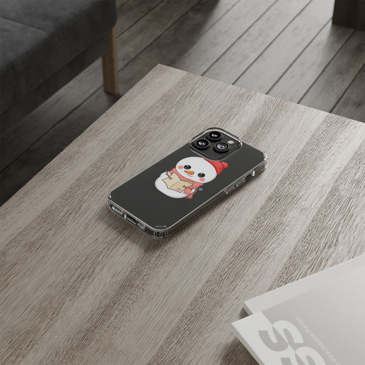 Kawaii Snowman Phone Case Reading to Santa