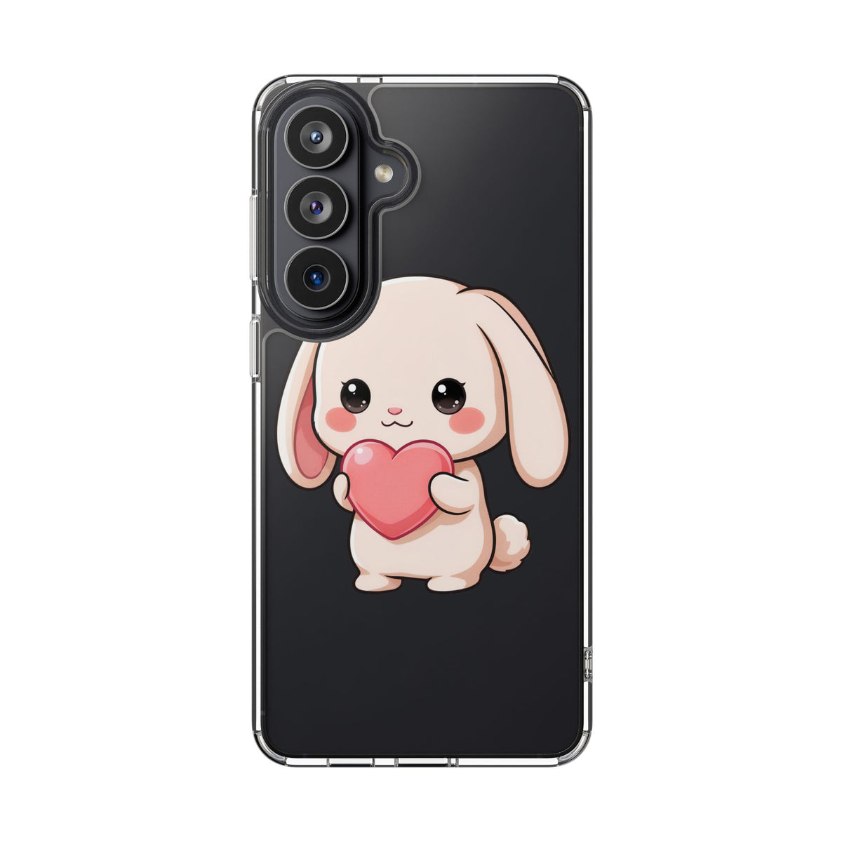Kawaii Bunny Clear Phone Case with Heart