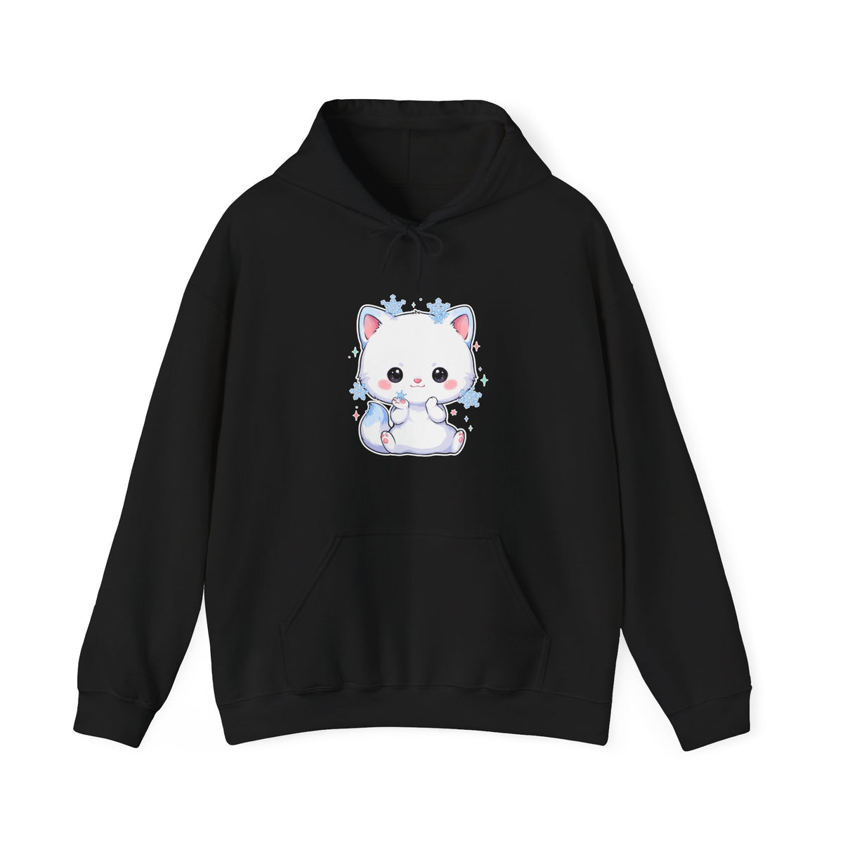 Kawaii Arctic Fox Hoodie, Cute Snowflake Fox Sweatshirt