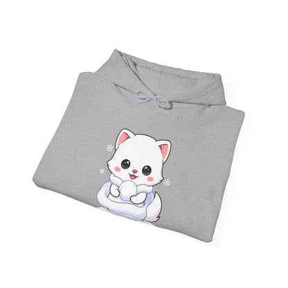 Kawaii Arctic Fox Hoodie, Cute Winter Animal Sweatshirt