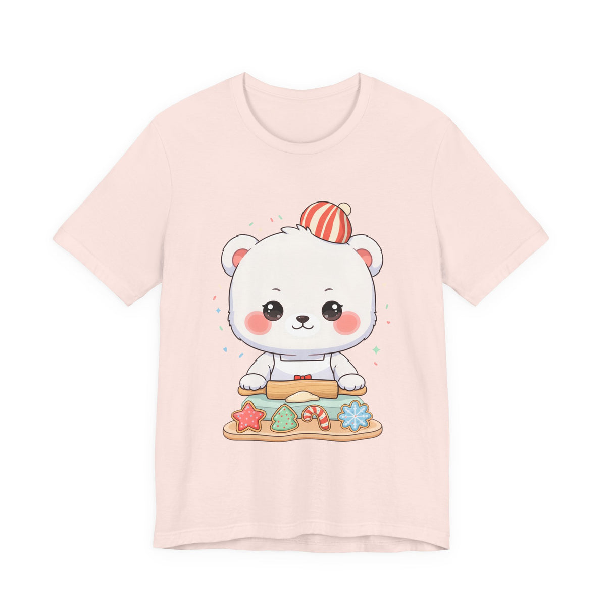 Christmas Cookie Baking Polar Bear Tee, Kawaii Holiday Shirt