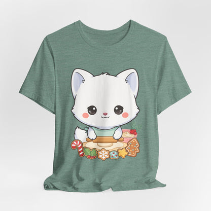 Kawaii Arctic Fox Christmas Baking T-Shirt
