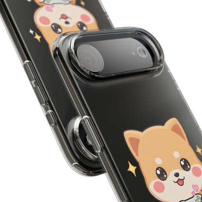 Kawaii Shiba Inu Gamer Phone Case, Clear Impact-Resistant