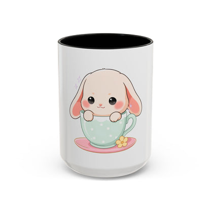 Kawaii Bunny Accent Coffee Mug, Cute Gift for Bunny Lovers