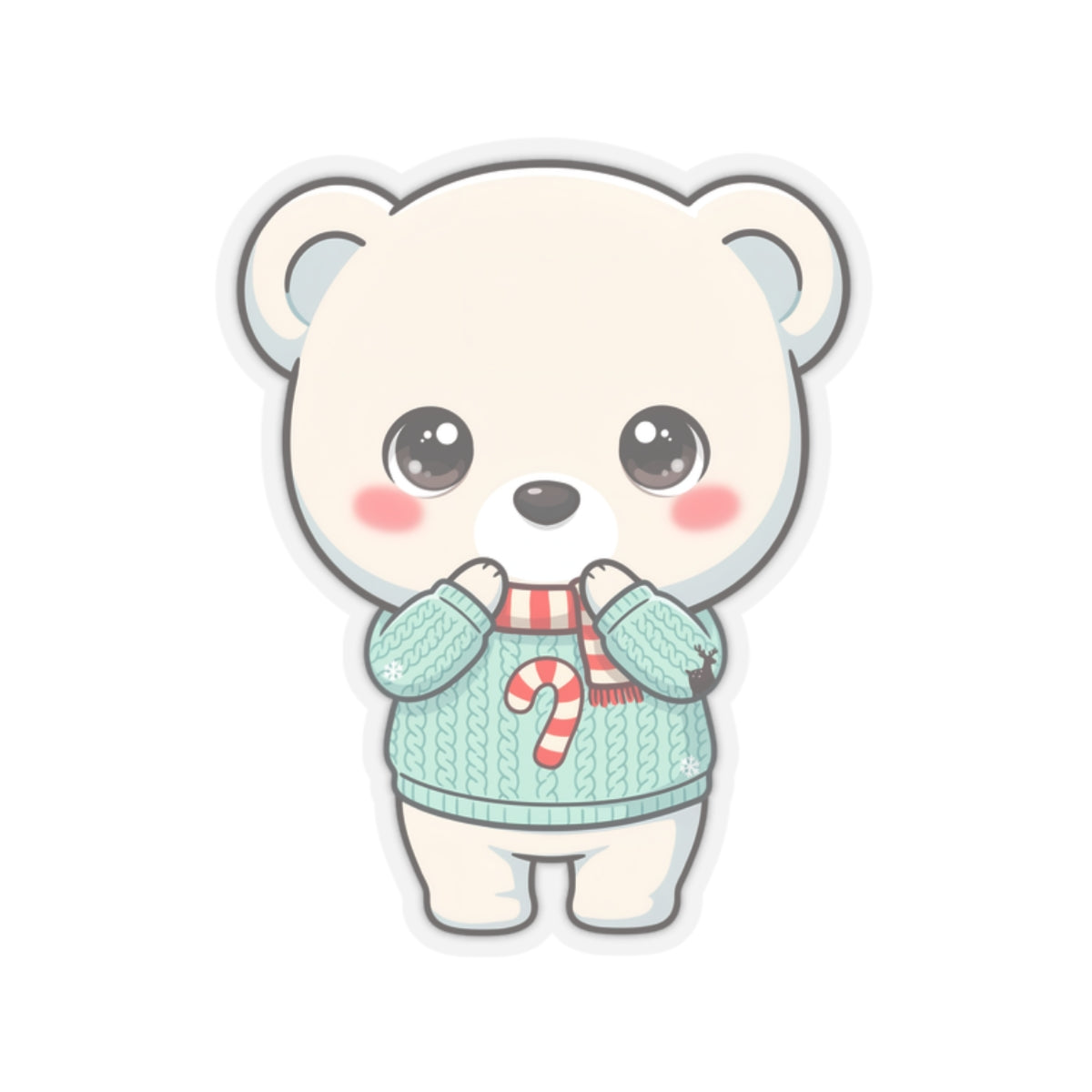 Kawaii Polar Bear Christmas Sticker for Cozy Holiday Cheer