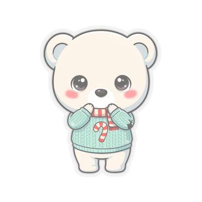 Kawaii Polar Bear Christmas Sticker for Cozy Holiday Cheer