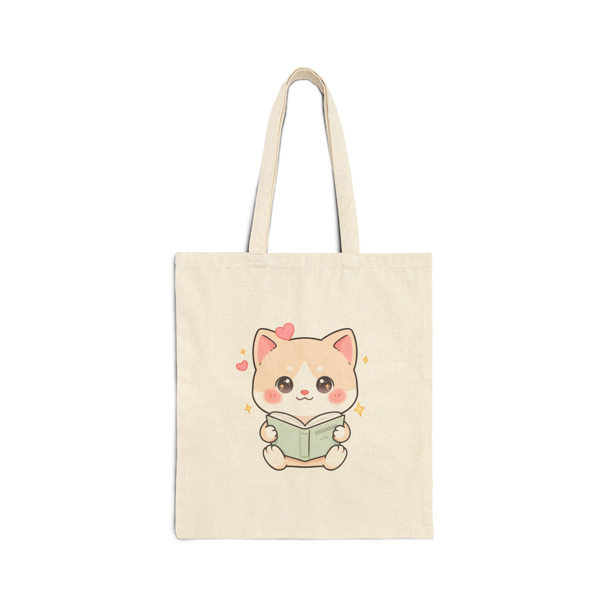 Book Lover Cat Tote Bag – Cute Kawaii Reading Cat