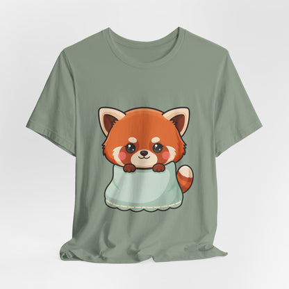 Kawaii Red Panda T-Shirt, Cozy Blanket Chibi Animal Tee