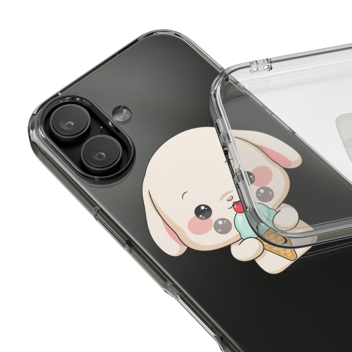 Kawaii Bunny Phone Case, Ice Cream Cutie Clear Case