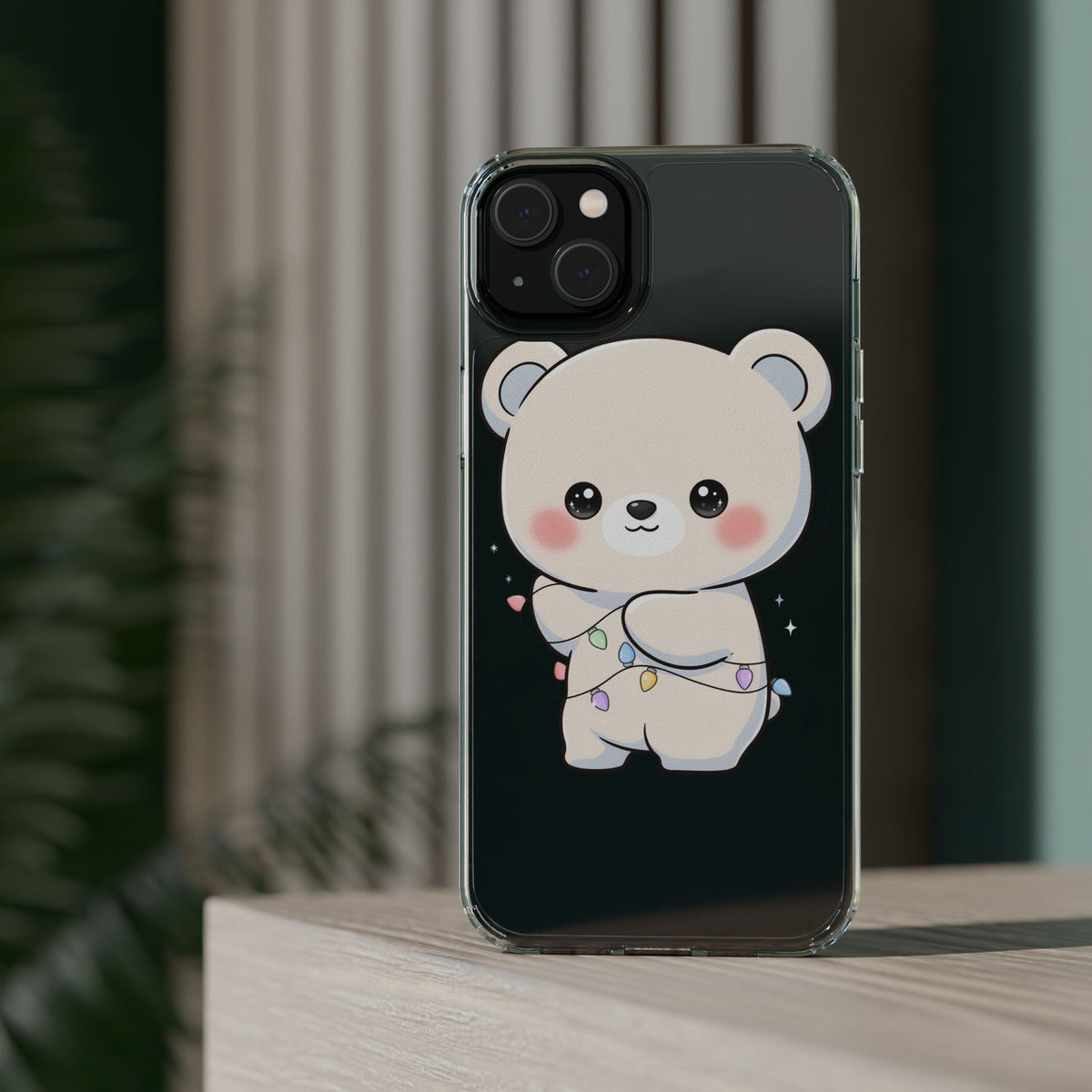 Kawaii Polar Bear Phone Case with Fairy Lights