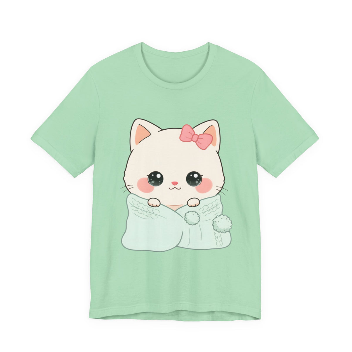 Kawaii Cat T-Shirt, Cozy Blanket Kitty for Cat Lovers