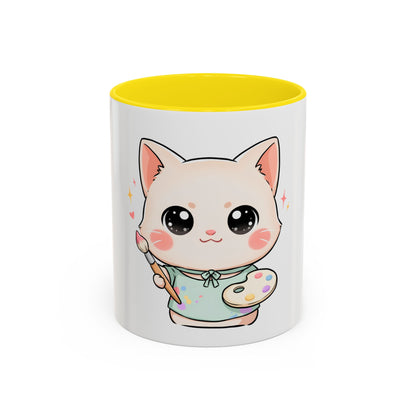 Kawaii Cat Artist Accent Coffee Mug