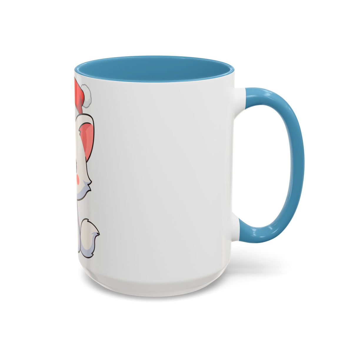 Kawaii Arctic Fox Christmas Mug, Cute Santa Fox Accent Coffee Mug