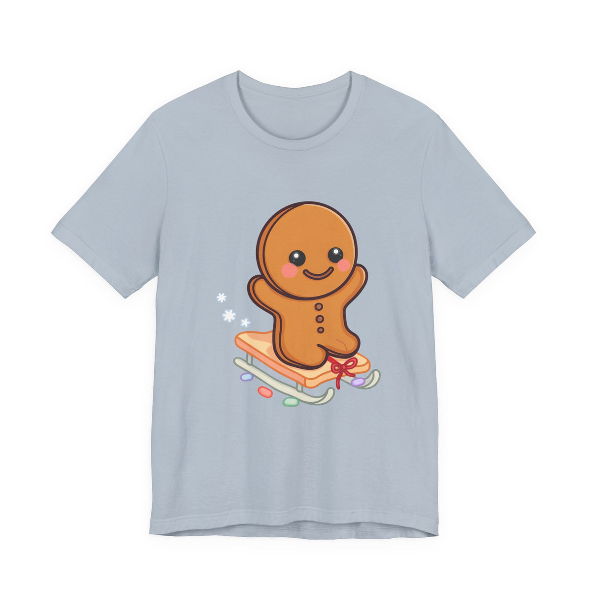 Gingerbread Man T-Shirt – Kawaii Holiday Sledding