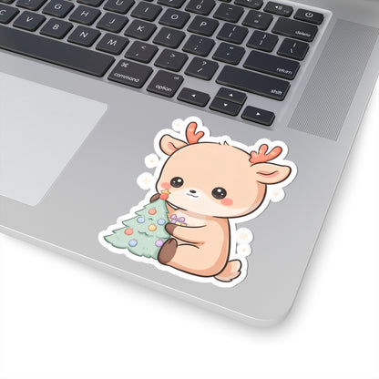 Kawaii Christmas Reindeer Kiss-Cut Sticker